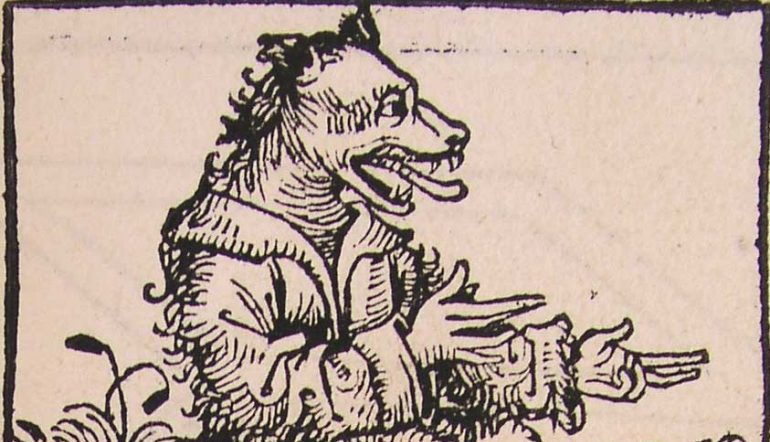 old, print depicting a cynocephali, man with a dog head