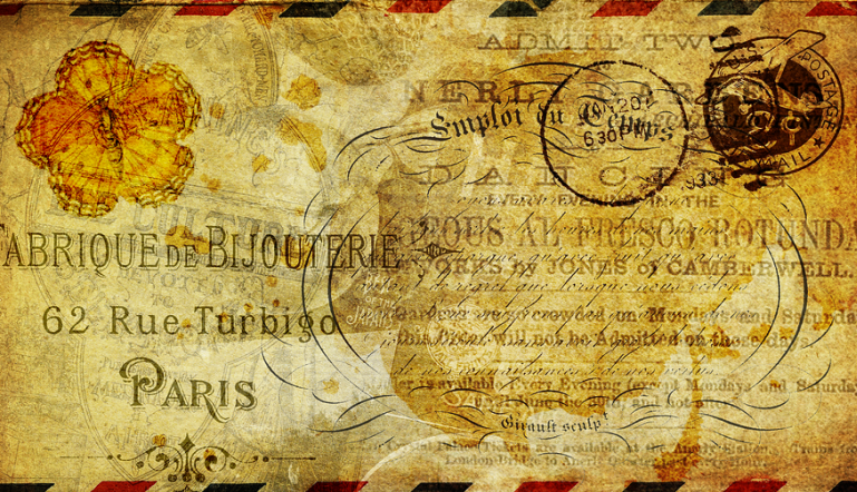 vintage enveloped letter printed in French 