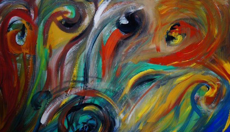 colorful abstract painting with swirls