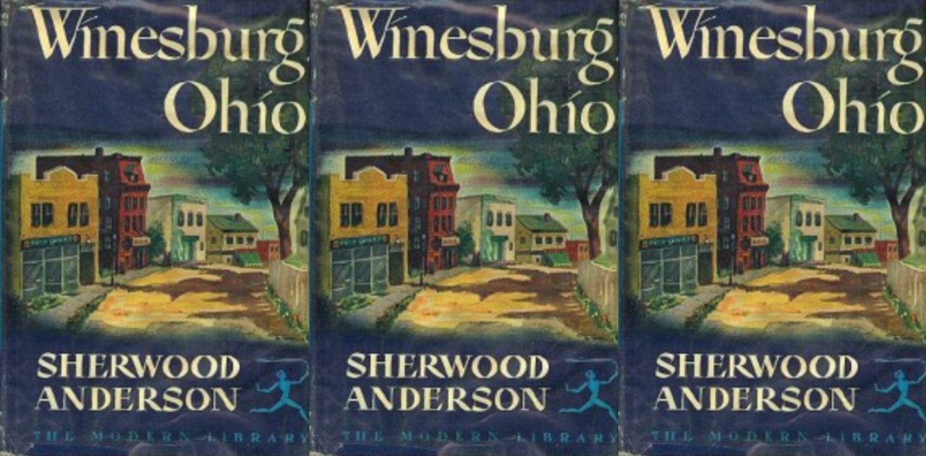 side by side series of the cover of the book Winesburg, Ohio