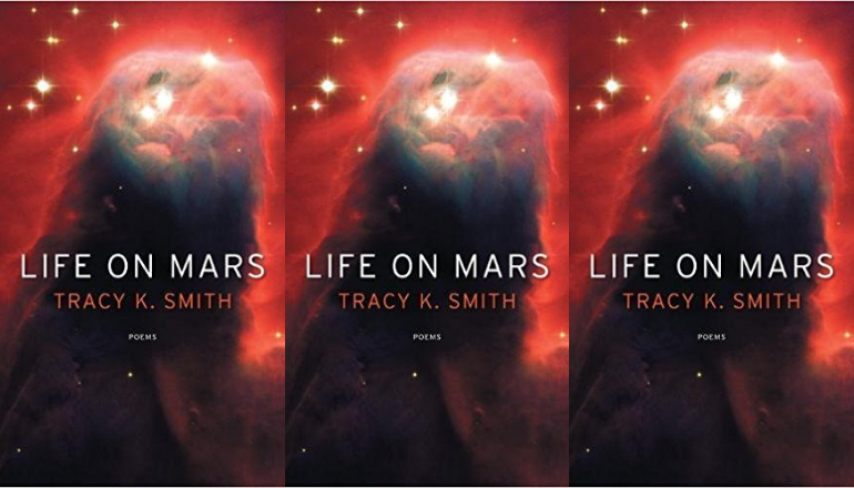 image is a side by side series of the cover of tracy k. smith's life on mars 