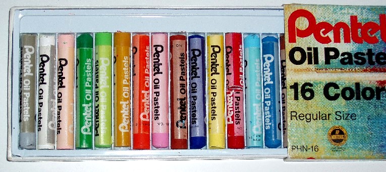 a photo of Pentel oil pastels in their case