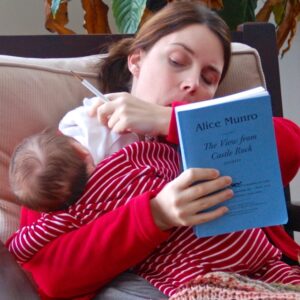 Book-reviewing with Baby on Board.