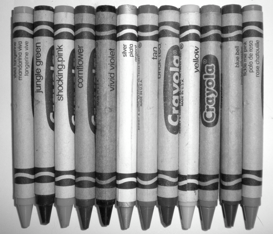 Crayons lined up