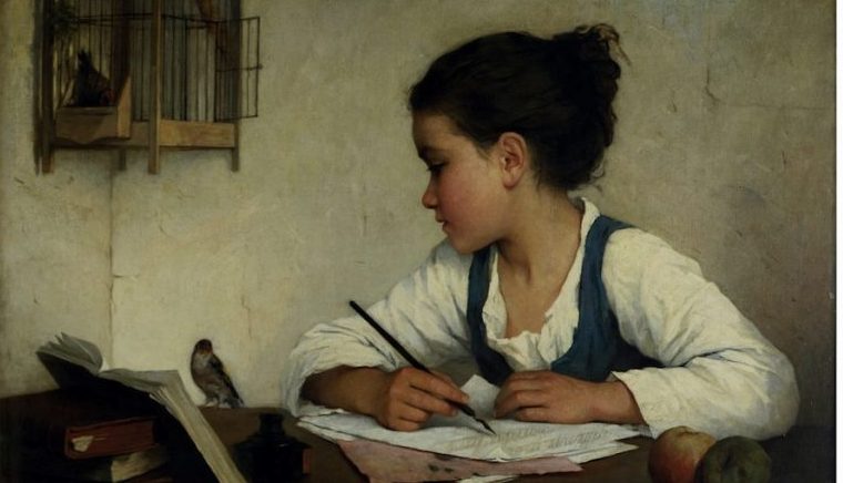 Henriette Browne's "A Girl Writing the Pet Goldfinch"