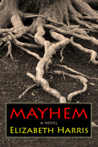 A picture of the cover of the novel "Mayhem" by Elizabeth Harris 