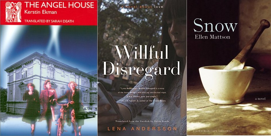 Book covers of The Angel House, Willful Disregard, and Snow