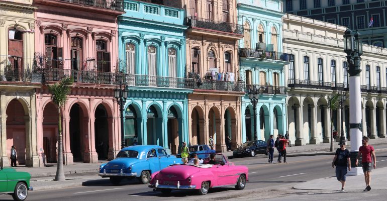 Picture of a colorful street in Cuba