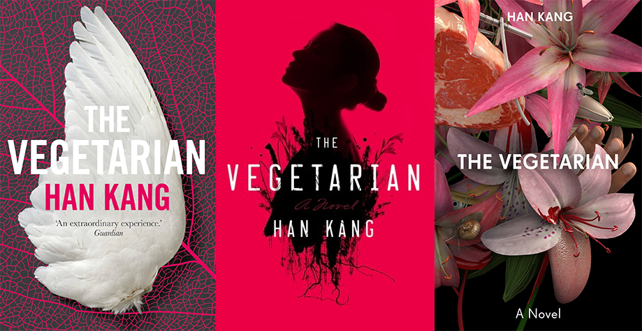 Side by side covers of the vegetarian by Han King