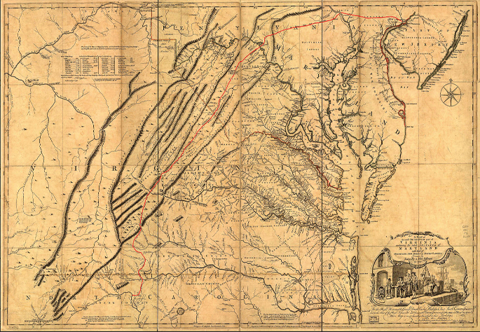 A vintage map of Virginia.