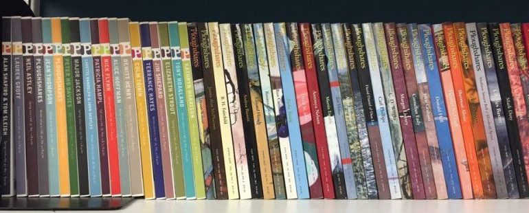 Picture of the spines of a row of Ploughshares issues. 