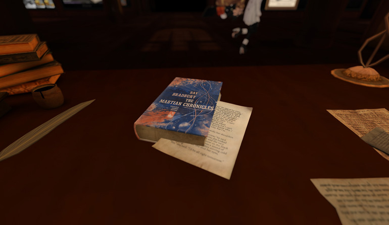 Picture of an old copy of The Martian Chronicles on a table