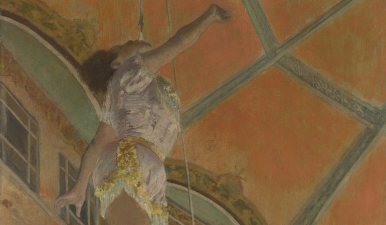 painting of a black girl doing a performance.