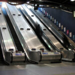 Upwards escalators. 