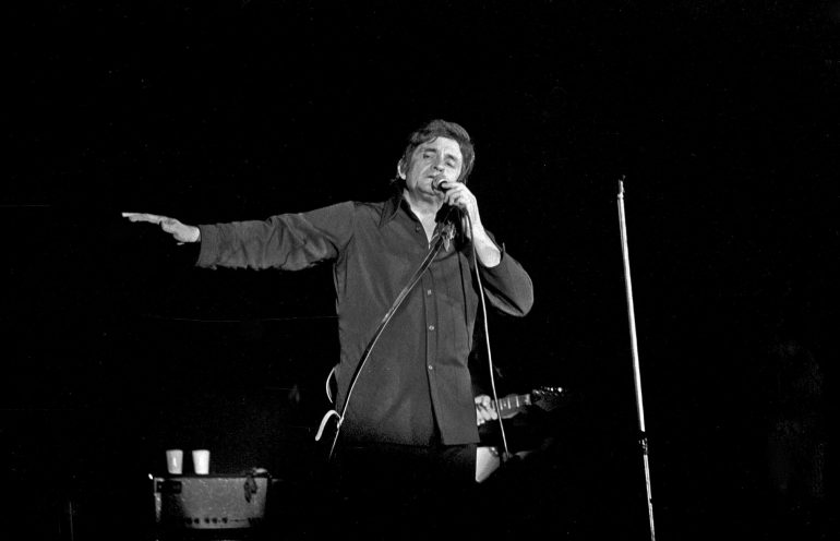 Johnny Cash on stage, 1972
