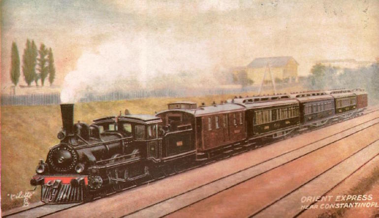 Old photograph of a steam train.