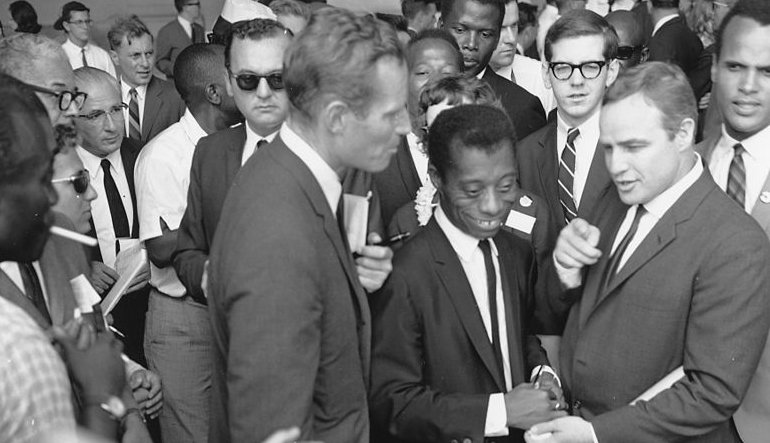 James Baldwin in a crowd