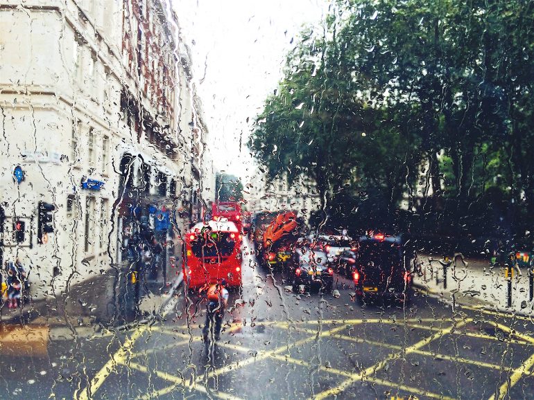 rainy street in London