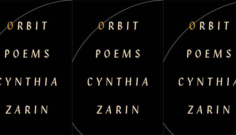 Book cover for "Orbit Poems" by Cynthia Zarin. The cover is black with a single ring circling the text.