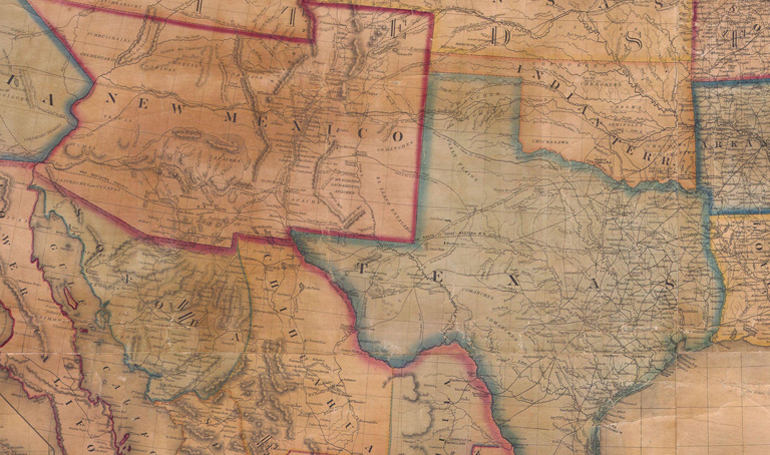 A map of the US showing Texas and New Mexico.