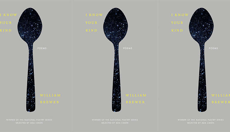 Book cover for "I Know Your Kind" by William Brewer. There is a spoon in the center with a galaxy overlay.