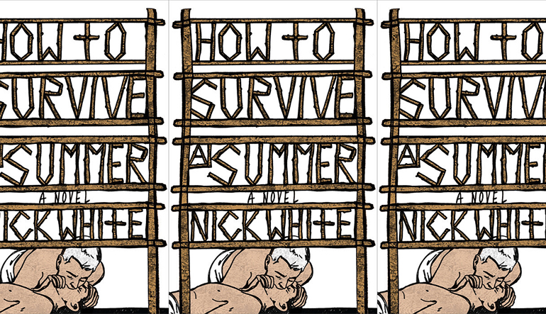 Book cover for "How To Survive Summer" by Nick White with a person giving CPR to another person at the bottom of the design.