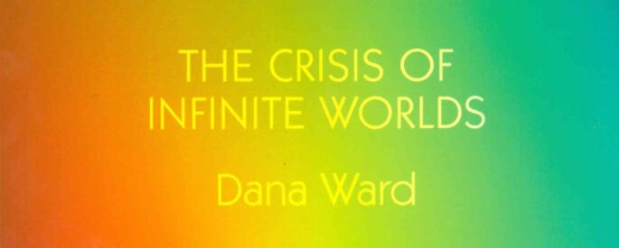 the crisis of infinite worlds title with rainbow background