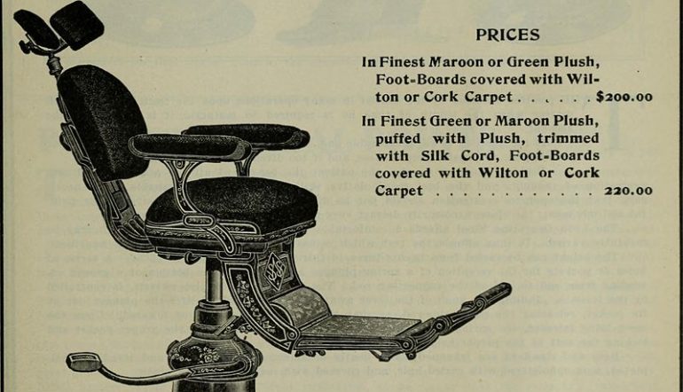 old dental chair image with prices list next to it 