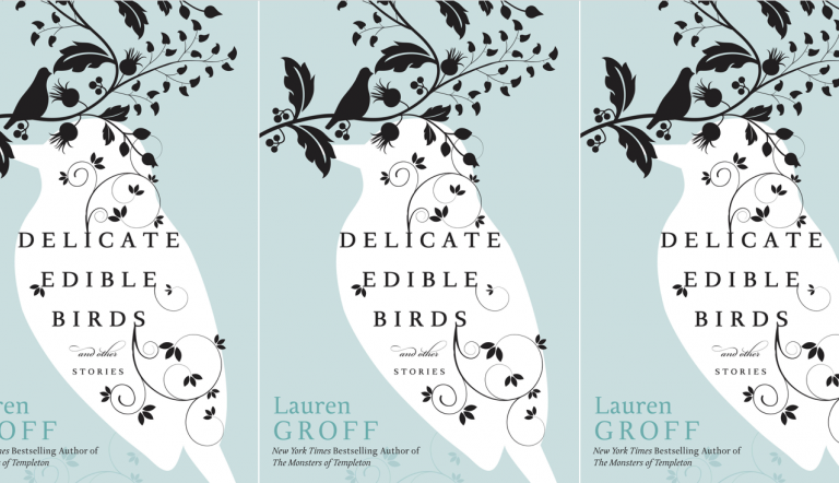 delicate edible birds book cover in repeated pattern 