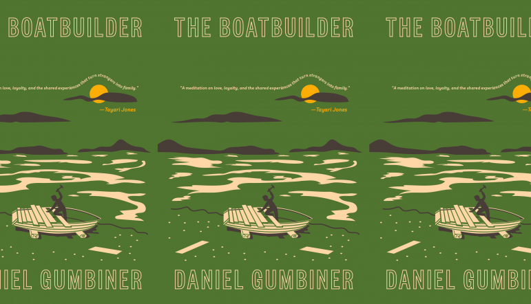 The Boatbuilder book cover in a repeated pattern