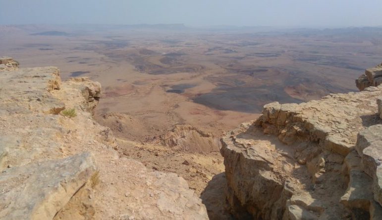 light-sand–colored desert and rock in Mitzpe Ramon, Israel