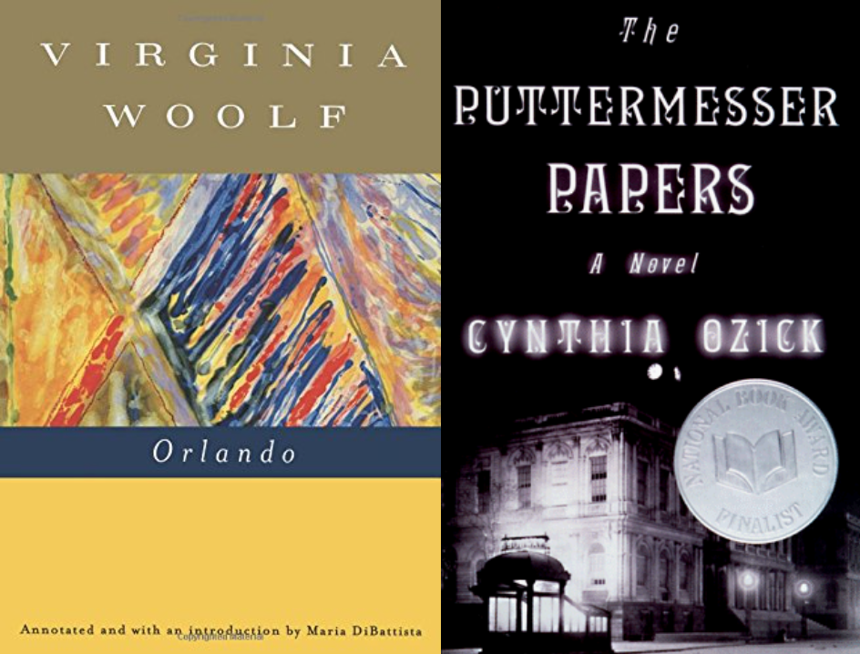 Cover art for Virginia Woolf's Orlando and Cynthia Ozick's The Puttermesser Papers