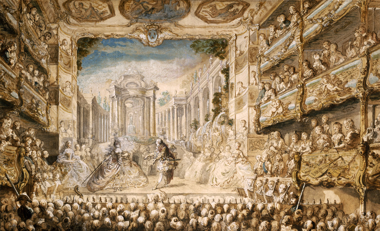 Victorian painting of a lavish French opera.