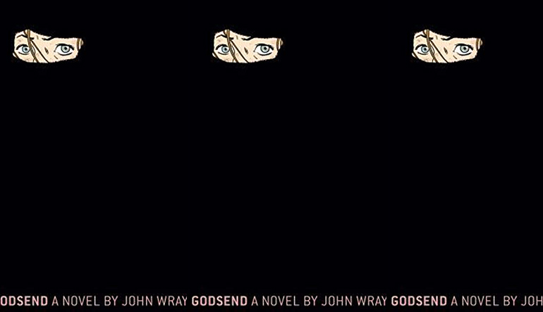 A black book cover with a small image of a woman's eyes