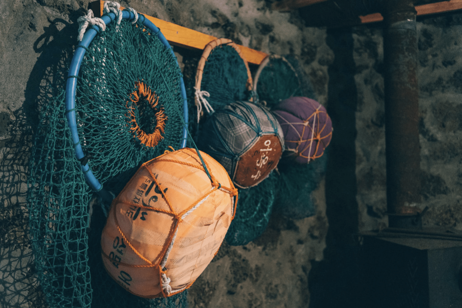 Tools used in Haenyeo diving are hung on a rack