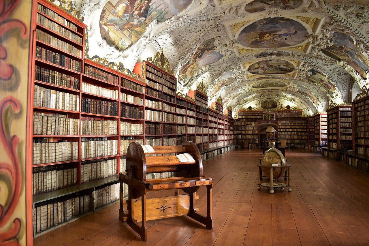 a library in a monastery