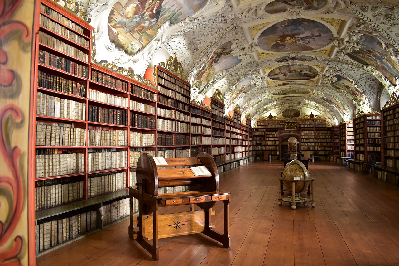 a photograph of a library in a monastery