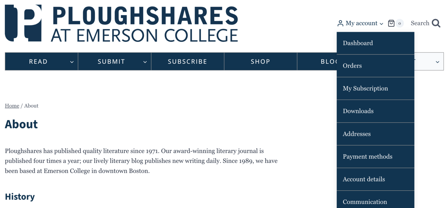 Screenshot of new Ploughshares site.
