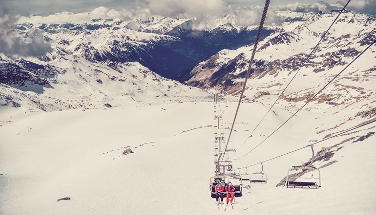 Snowy ski hill